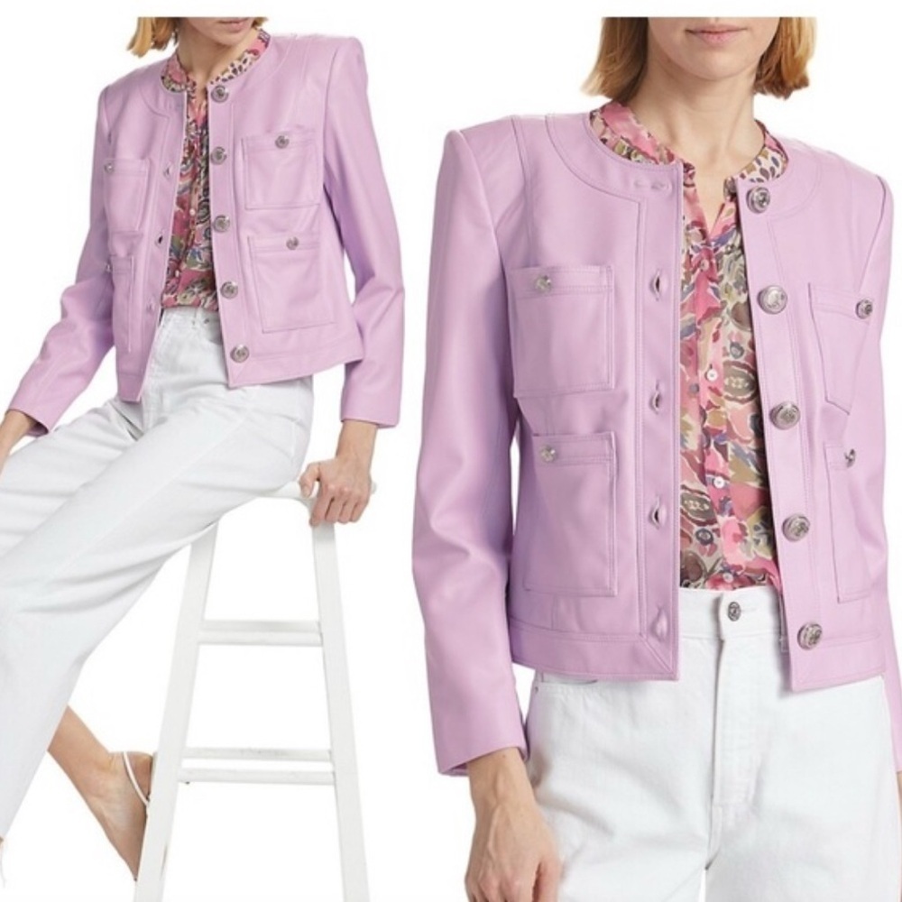 Veronica Beard "Ozuna" vegan leather jacket barely orchid